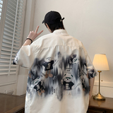 大码外套青年衬衣休闲宽松短袖印花流行衬衫男A011-2/8602p40，男装T恤，电商A012