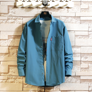 秋季ins青少年长袖休闲宽松外套大码印花衬衫T恤衬衣2280P30，男装T恤，电商A012