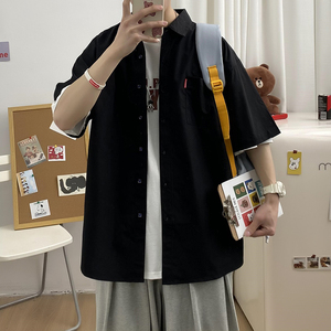 港风风休闲男新款青年百搭时尚短袖衬衫/ D7080p22，男装T恤，电商A012