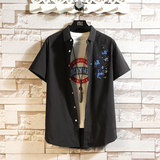 新款印花衬衫夏季短袖衬衫大码男装衬衫M-7XL码QT5030/7071p40，男装T恤，电商A012