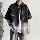 大码外套青年衬衣休闲宽松短袖印花流行衬衫男A011-2/p40，男装T恤，电商A012