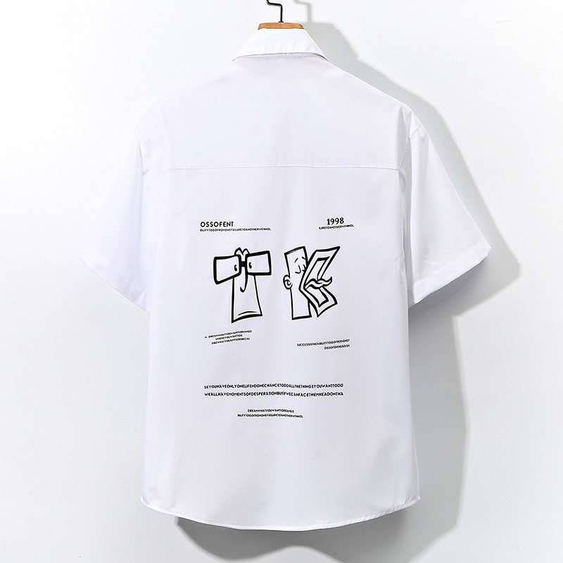 2021大码印花中国风衬衫男春夏新款青年短袖衬衫 QT5030/D7052p35图片