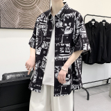 夏新款男大码打底衫宽松短袖T恤百搭印花体恤/7111p35，男装T恤，电商A012