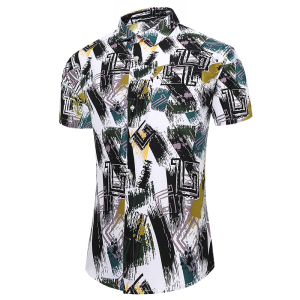 2021寬松休閑大碼印花中國風(fēng)男春夏短袖襯衫QT5030/D7097 p30圖片