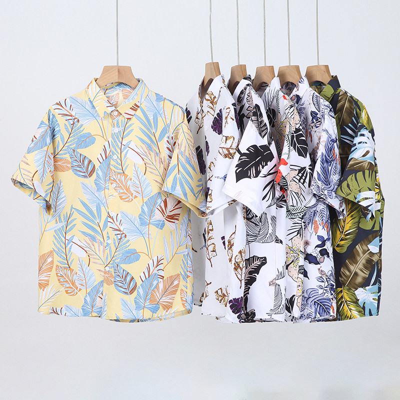 花衬衫男短袖夏季痞帅休闲上衣服外套翻领大码衬衣男A011-2/P35,男装T恤,电商A012