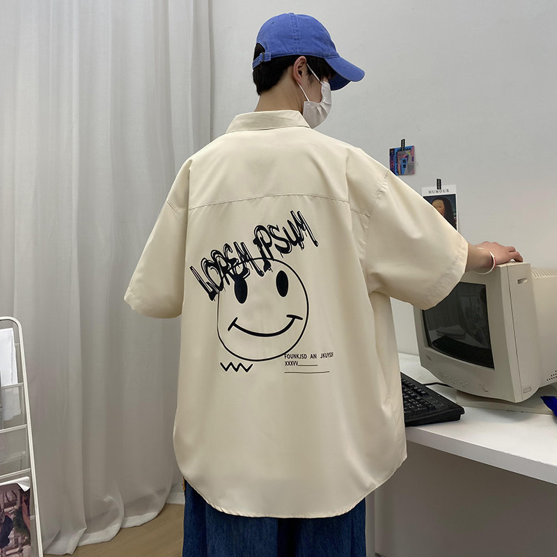 大码印花休闲男新款青年短袖衬衫（图案已注册）/D7085p27，男装T恤，电商A012