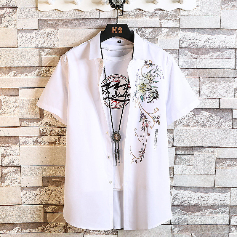 春季新款短袖衬衫休闲青年衬衣QT5030/7017p45，男装T恤，电商A012