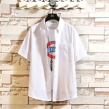 大码印花风衬衫男新款青年短袖衬衫/D7050p35，男装T恤，电商A012