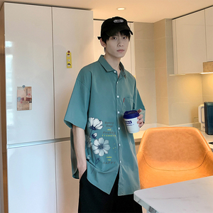 夏新款男大码打底衫宽松短袖T恤百搭印花体恤/7212p30图片