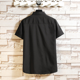 新款印花衬衫夏季短袖衬衫大码男装衬衫M-7XL码QT5030/7070p40，男装T恤，电商A012