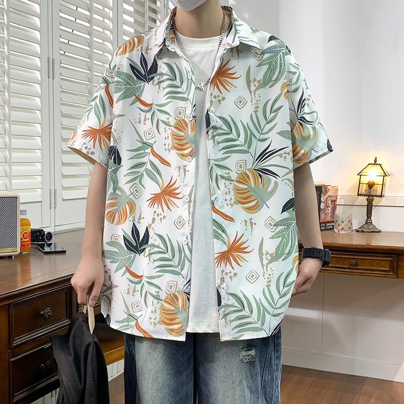 精品大码花男短袖夏季痞宽松上衣服外套翻领衬衫A012/C876C882P35，男装衬衫，电商A012