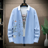 大码印花风衬衫男夏秋青年长袖衬衫/2122p50，男装衬衫，电商A012