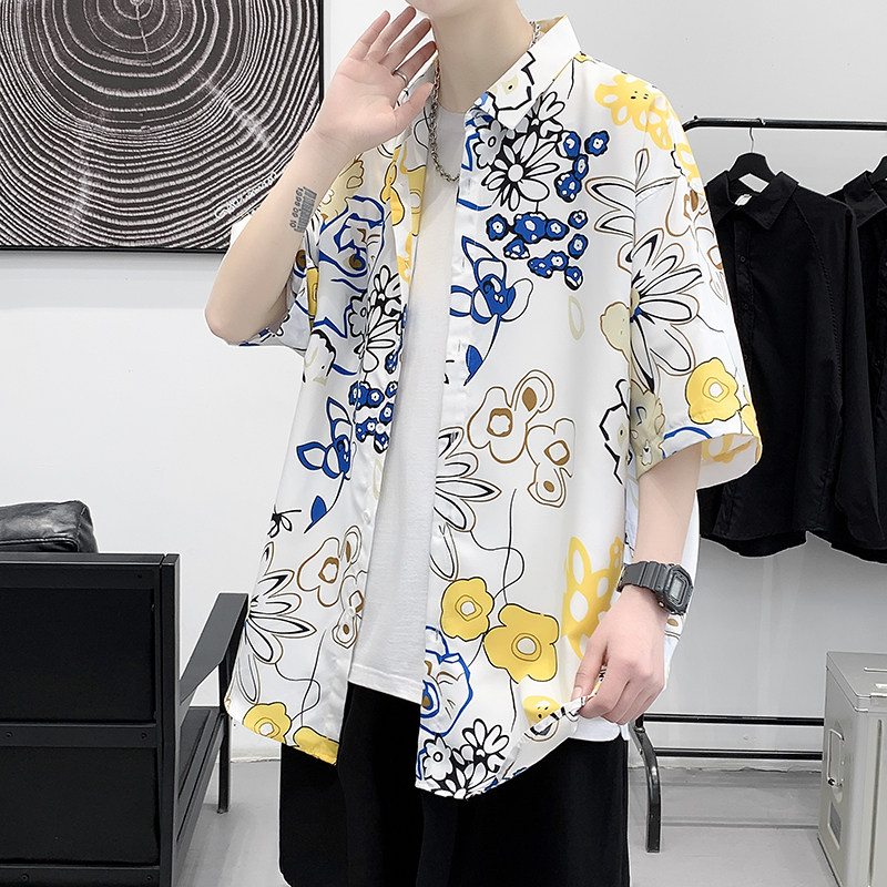 夏新款男大码打底衫宽松短袖T恤百搭印花体恤/7106p35，男装T恤，电商A012