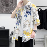 夏新款男大码打底衫宽松短袖T恤百搭印花体恤/7106p35，男装T恤，电商A012