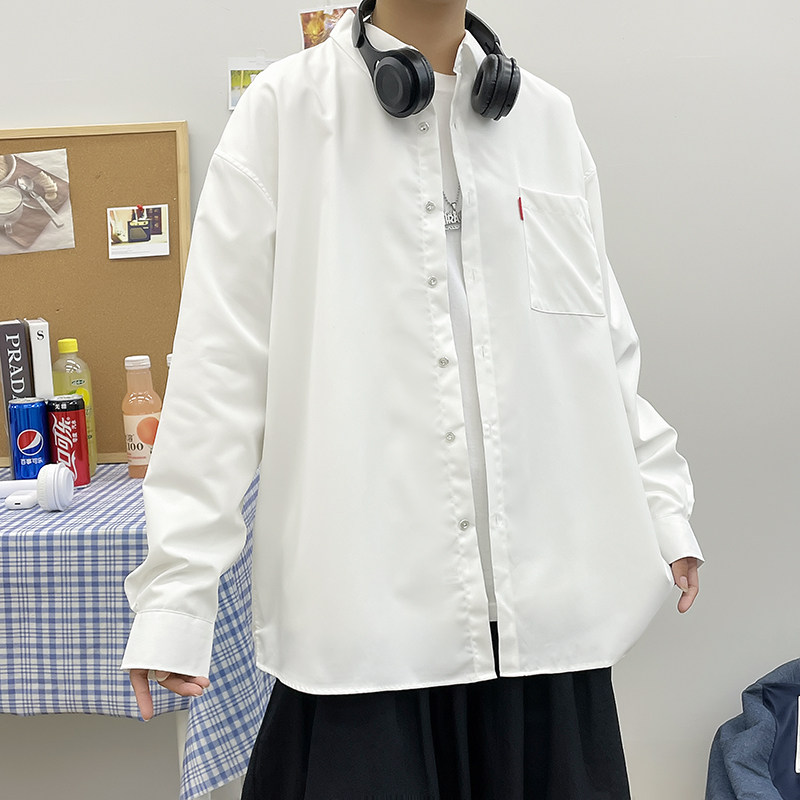 大码港风外套青年衬衣休闲宽松长袖印花衬衫/2280p30,男装衬衫,电商A012