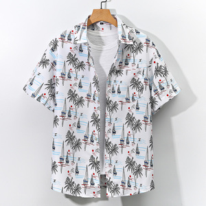 2021大碼印花中國風(fēng)男春夏短袖襯衫QT5030/ D7095p30圖片