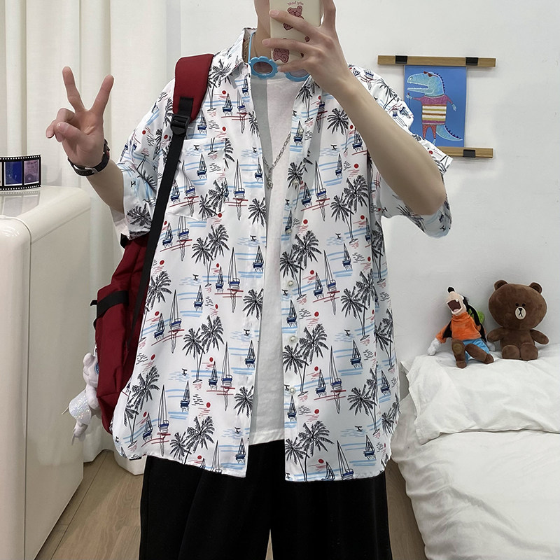 2021休闲大码印花中国风男春夏短袖衬衫 QT5030/D7095p30图片