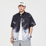 精品大码外套青年衬衣休闲宽松短袖印花流行衬衫男A011-2/p40，男装T恤，电商A012