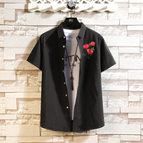 新款印花衬衫夏季短袖衬衫大码男装衬衫M-7XL码QT5030/7070p40，男装T恤，电商A012