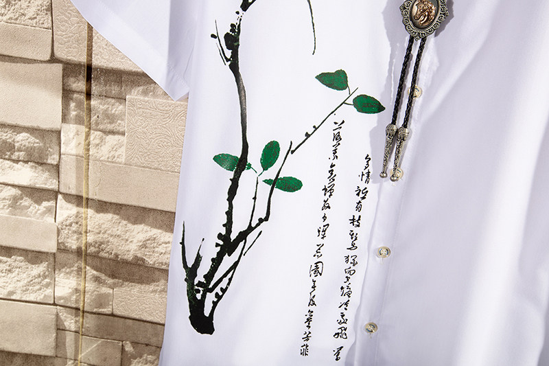 大码风印花宽松休闲男春夏新款青年短袖衬衫QT5030/761,男装衬衫,电商A012