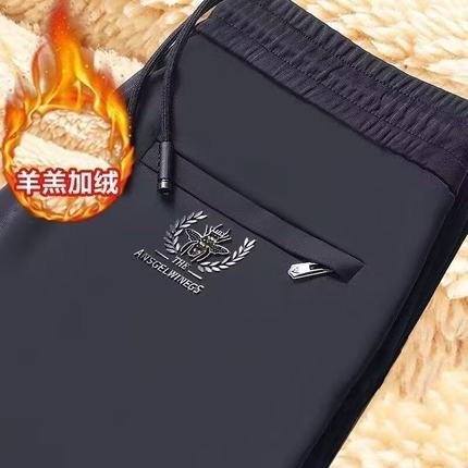 秋冬季加绒加厚男士休闲裤保暖裤直筒羊羔绒运动裤百搭潮流男长裤