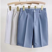 五分短裤 夏季 潮流英伦港风百搭休闲潮西装 男直筒宽松韩版 5分西裤