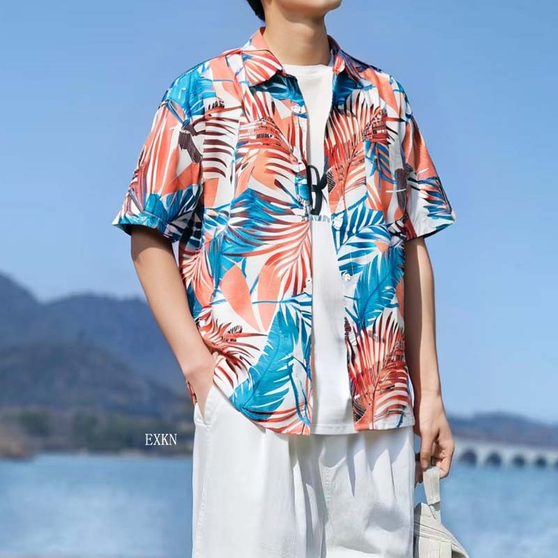 夏季ins潮男女花衬衫港风痞帅图片