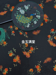 黑底石榴花百分百桑蚕丝红云纱花萝 衬衫连衣裙高定服装真丝布料