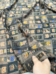 猫咪消消乐 百分百桑蚕丝红云纱透孔花罗 25姆米 服装真丝布料