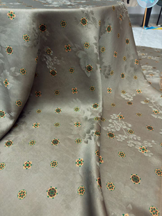 灰底宝相花百分百桑蚕丝红云纱花萝旗袍连衣裙汉服设计师服装布料