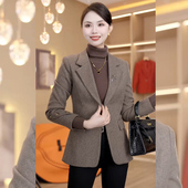 2025秋冬新款 通勤小西服外套 小个子显瘦洋气厚款 毛呢女士休闲长袖