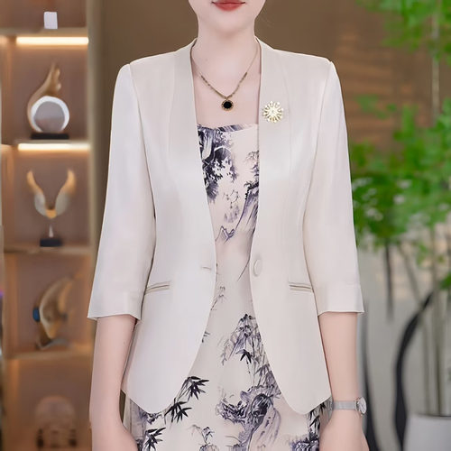 高端醋酸缎面小西装外套女