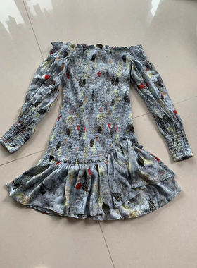 ALX 褶皱设计一字领连衣裙