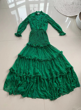 ALX 真丝长裙 礼服裙褶皱拖地晚宴裙