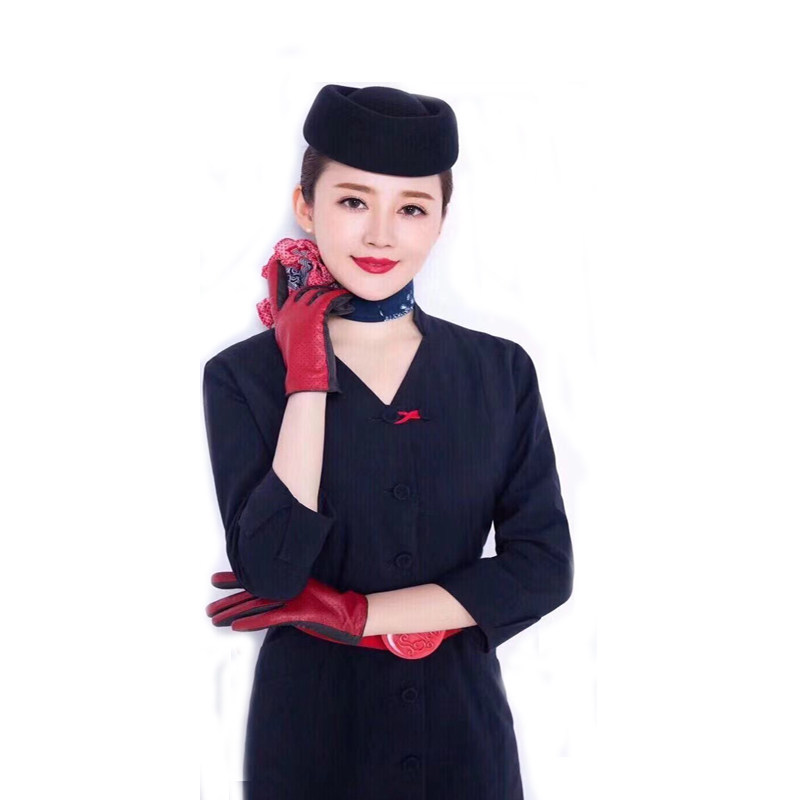 全新东航正品空姐乘务长v领显瘦修身连衣裙纯色包臀性感制服裙