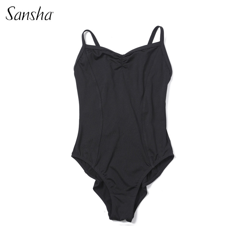 成人奶蓝色高胯舞蹈练功服sansha