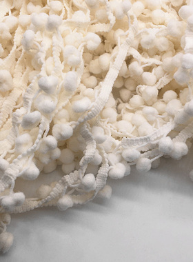 淡黄色小绒球花边装饰辅料沙发边窗帘辅料装饰清仓特卖