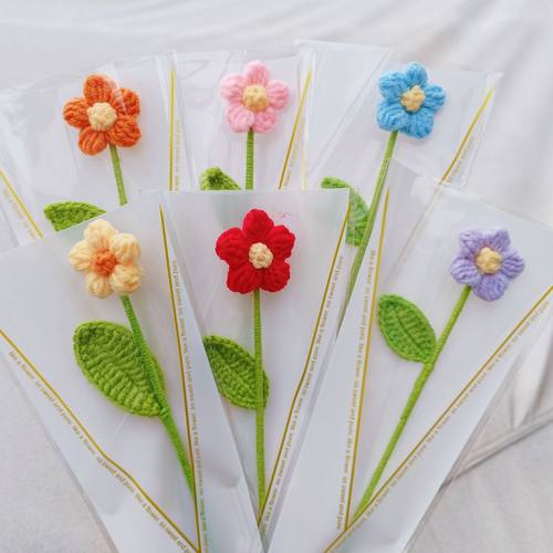 DIY毛线泡芙花四川仿真花单支
