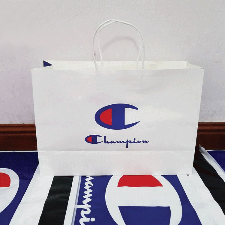横款champion纸袋 潮牌冠军购物纸袋 便携手提袋收纳袋礼品袋现货