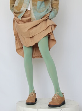 苹果绿色春秋薄款连裤袜艾草绿色高弹哑光天鹅绒打底袜彩色丝袜女