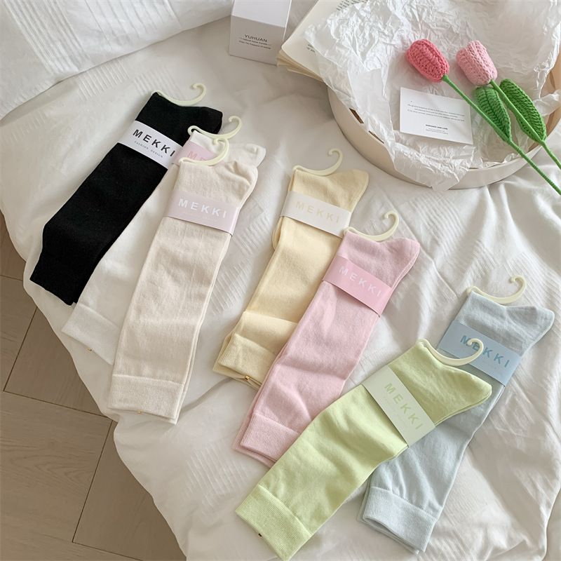 春秋薄棉小腿袜 新款彩色透气及膝袜中长筒袜浅绿蓝粉色女袜子,女士内衣/男士内衣/家居服,长筒袜,淘宝优惠券,粉丝福利购,淘宝优惠卷