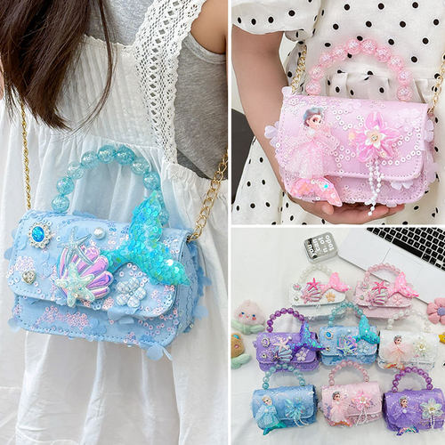 高品质蓝色爱莎公主小女孩斜挎包