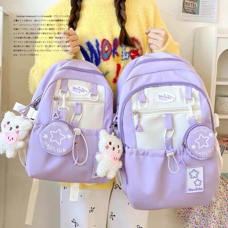女孩中小学生高颜值学生双肩书包图片