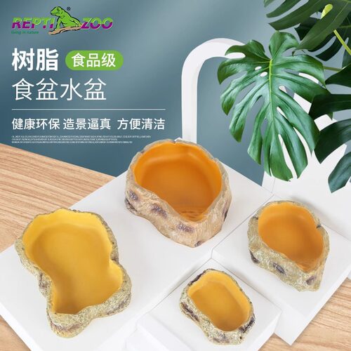REPTIZOO爬宠水盆食盆爬虫蜥蜴水盆陆龟爬宠造景守宫用品喂食盘