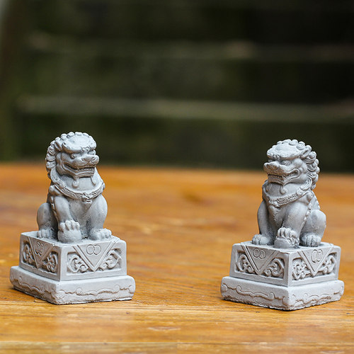 小狮子盈门水泥制品摆设鱼缸造景