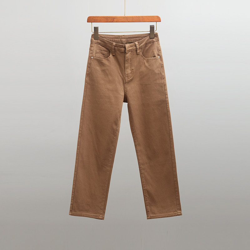 咖色窄版直筒牛仔裤女2025新款高腰显瘦复古九分遮肉显瘦烟管裤子,女装/女士精品,牛仔裤,淘宝优惠券,粉丝福利购,淘宝优惠卷