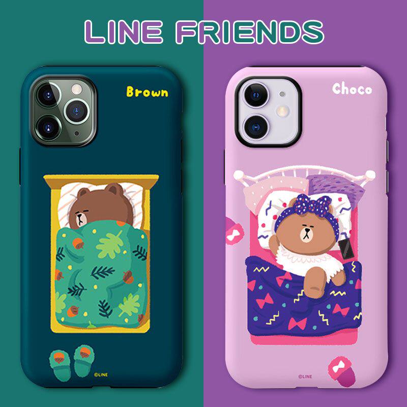 line适用iphone12Pro手机壳xs max布朗熊苹果13情侣可爱11全包x女