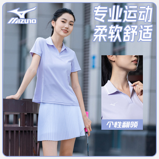 羽毛球网球服 女休闲运动服T恤速干上衣2025新款 美津浓短袖 polo衫
