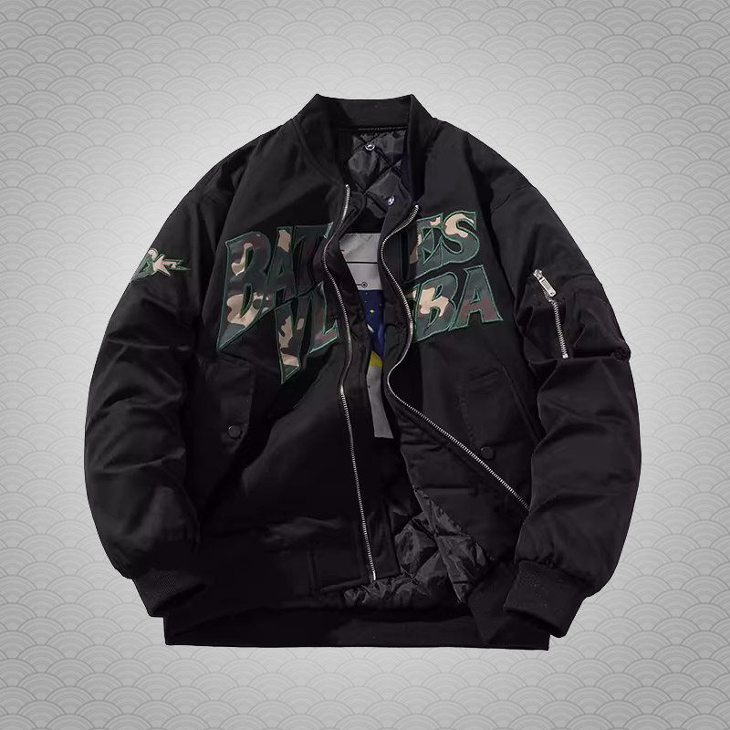 香港正品潮牌秋冬刺绣绿色迷彩棒球服男女款加厚休闲棉衣夹克外套