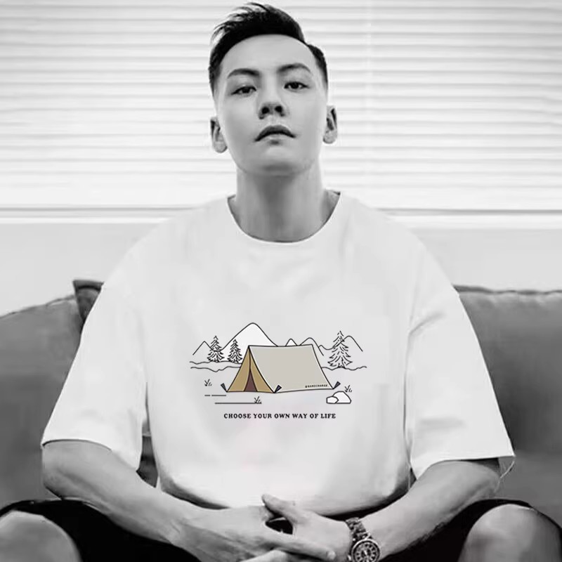 陈伟霆帐篷半袖打底衫男女纯棉